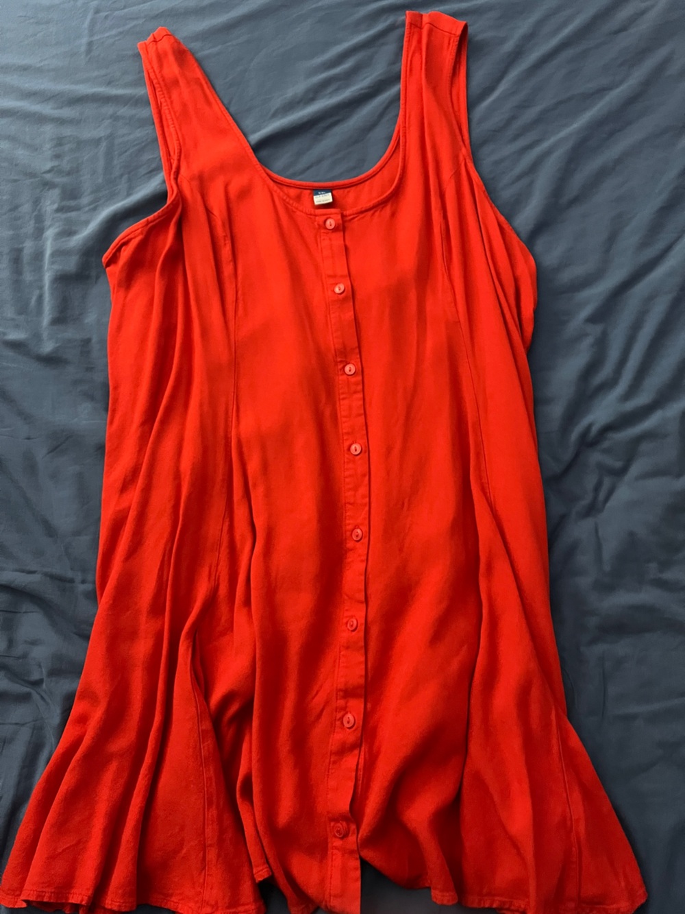 Red Button-Front Fit and Flare Sundress